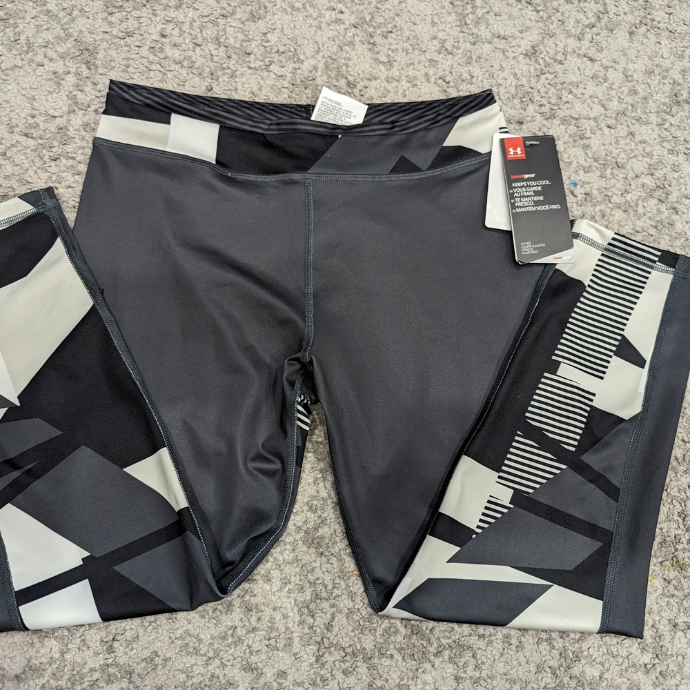 Brand New Under Armour Geometric Black and Gray Youth Leggings